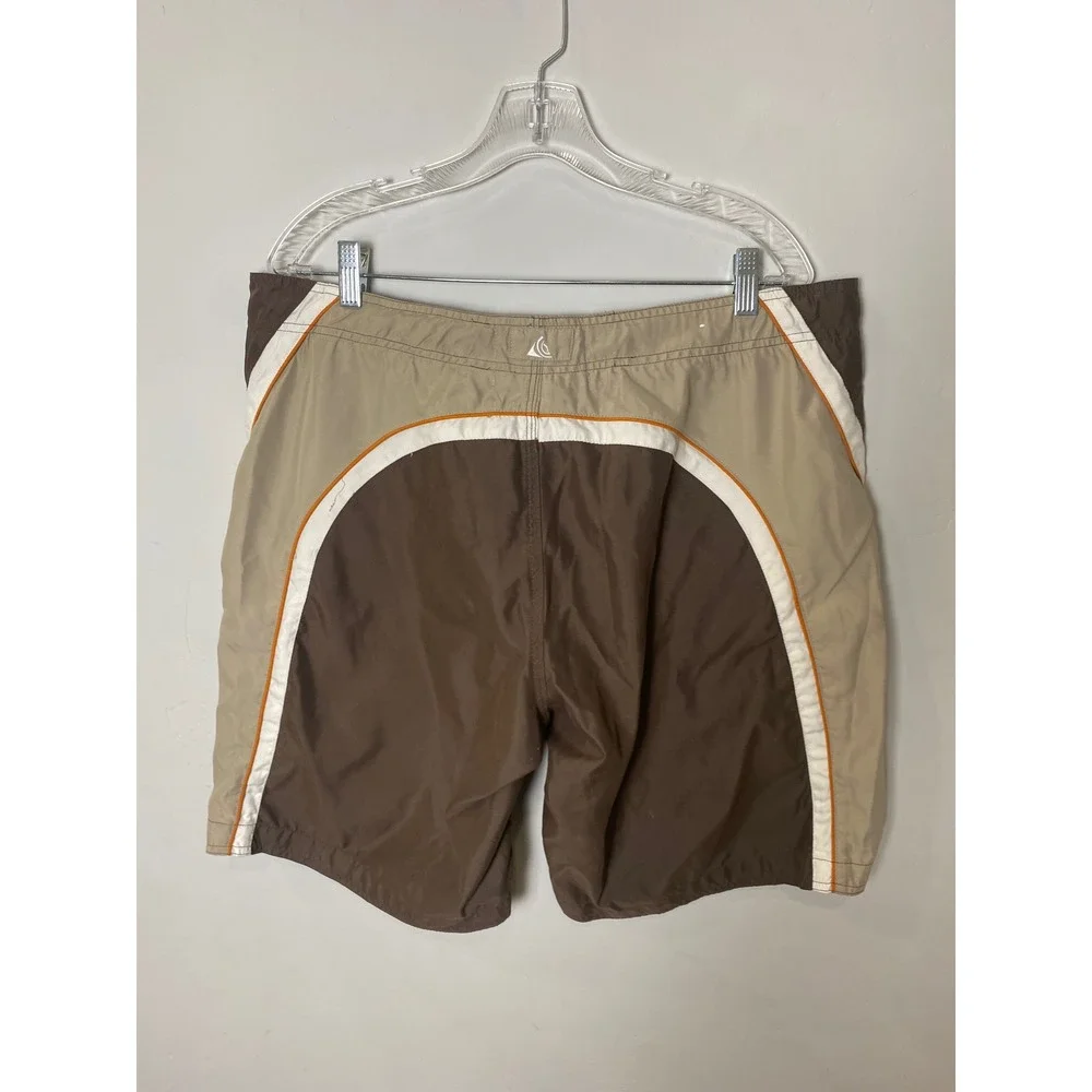 Wonderwall Board Shorts Mens 38 Brown Tan Y2K Colorblock Swim Trunks Retro Surf